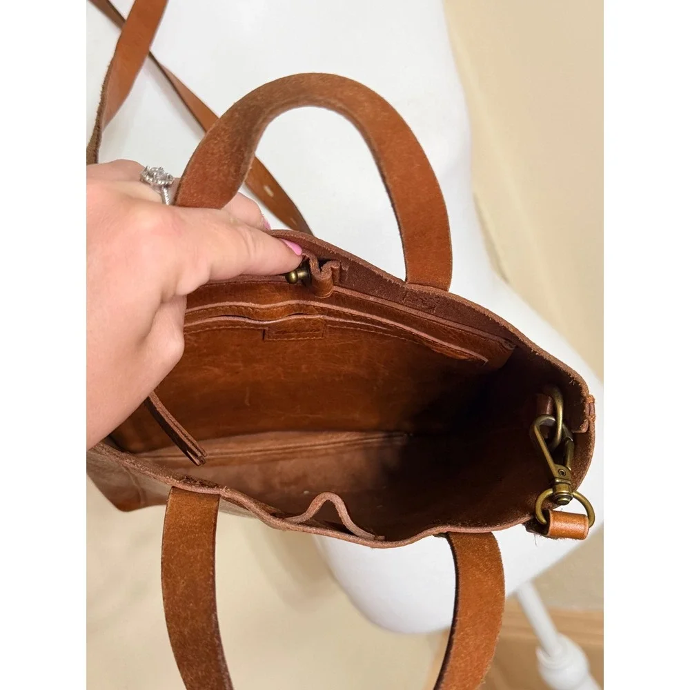 Madewell Small Transport Tote English Saddle Brown Leather Crossbody Bag Handbag